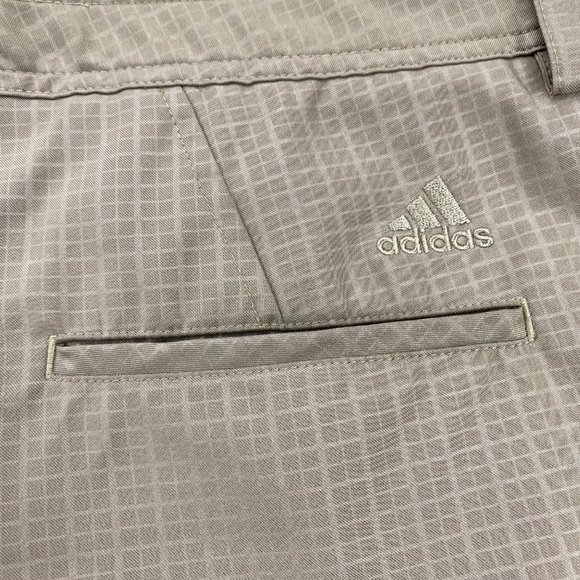 Adidas CLIMALITE Shorts Men 38 Brown Checkered Chino Short Pants Polyester Sport - Picture 8 of 15